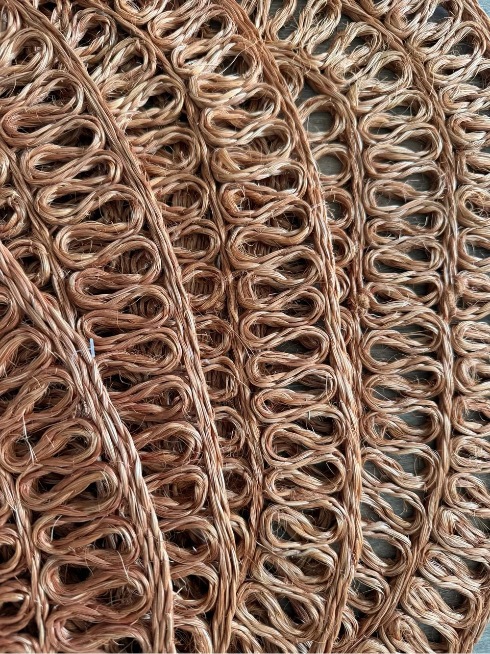 Handwoven Oval Copper-Brown Jute Placemat Set of 4 Vintage